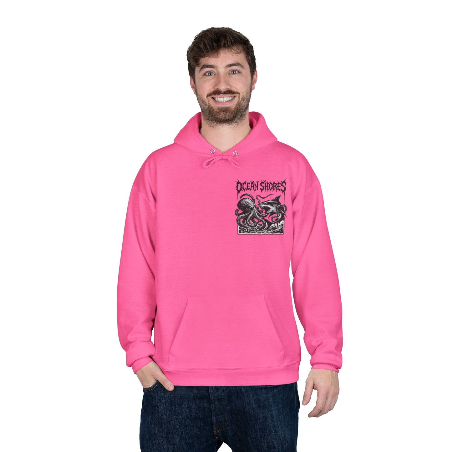 Ocean Shores Unisex EcoSmart Hoodie, Nautical Sweatshirt, Gift for Beach Lovers, Ocean Themed Apparel, Eco-Friendly Clothing