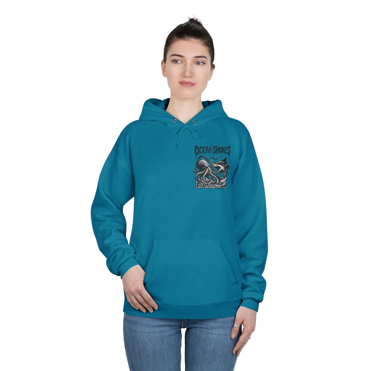Ocean Shores Unisex EcoSmart Hoodie, Nautical Sweatshirt, Gift for Beach Lovers, Ocean Themed Apparel, Eco-Friendly Clothing