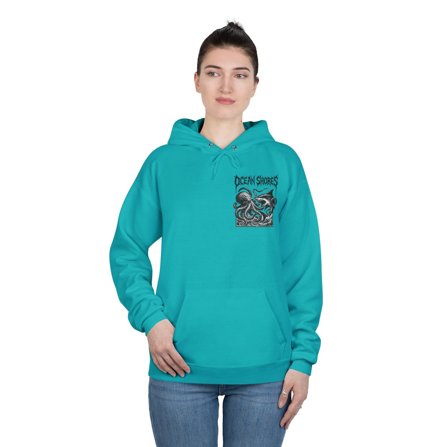 Ocean Shores Unisex EcoSmart Hoodie, Nautical Sweatshirt, Gift for Beach Lovers, Ocean Themed Apparel, Eco-Friendly Clothing