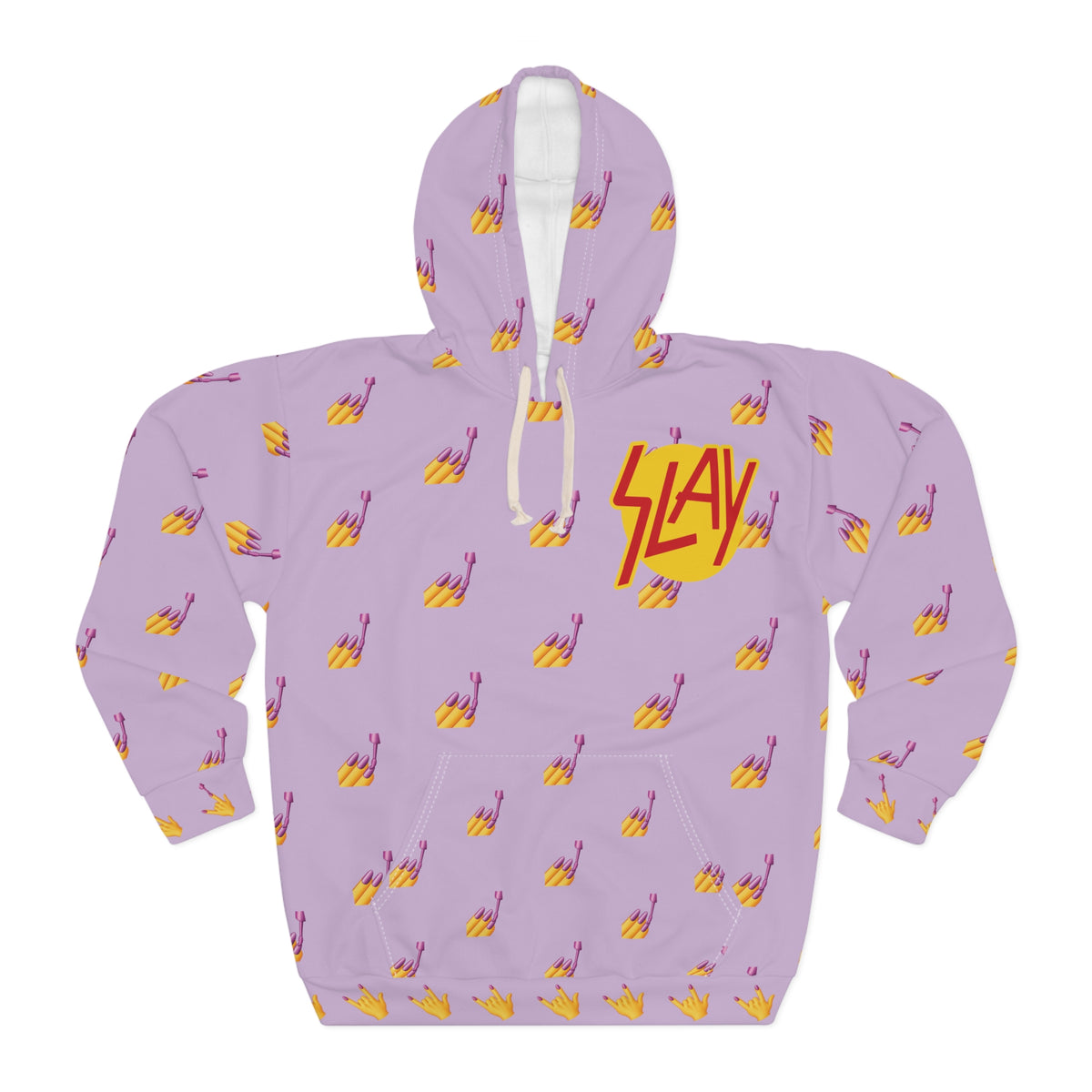 Slay Pattern Hoodie — Lavender All-Over-Print Pullover