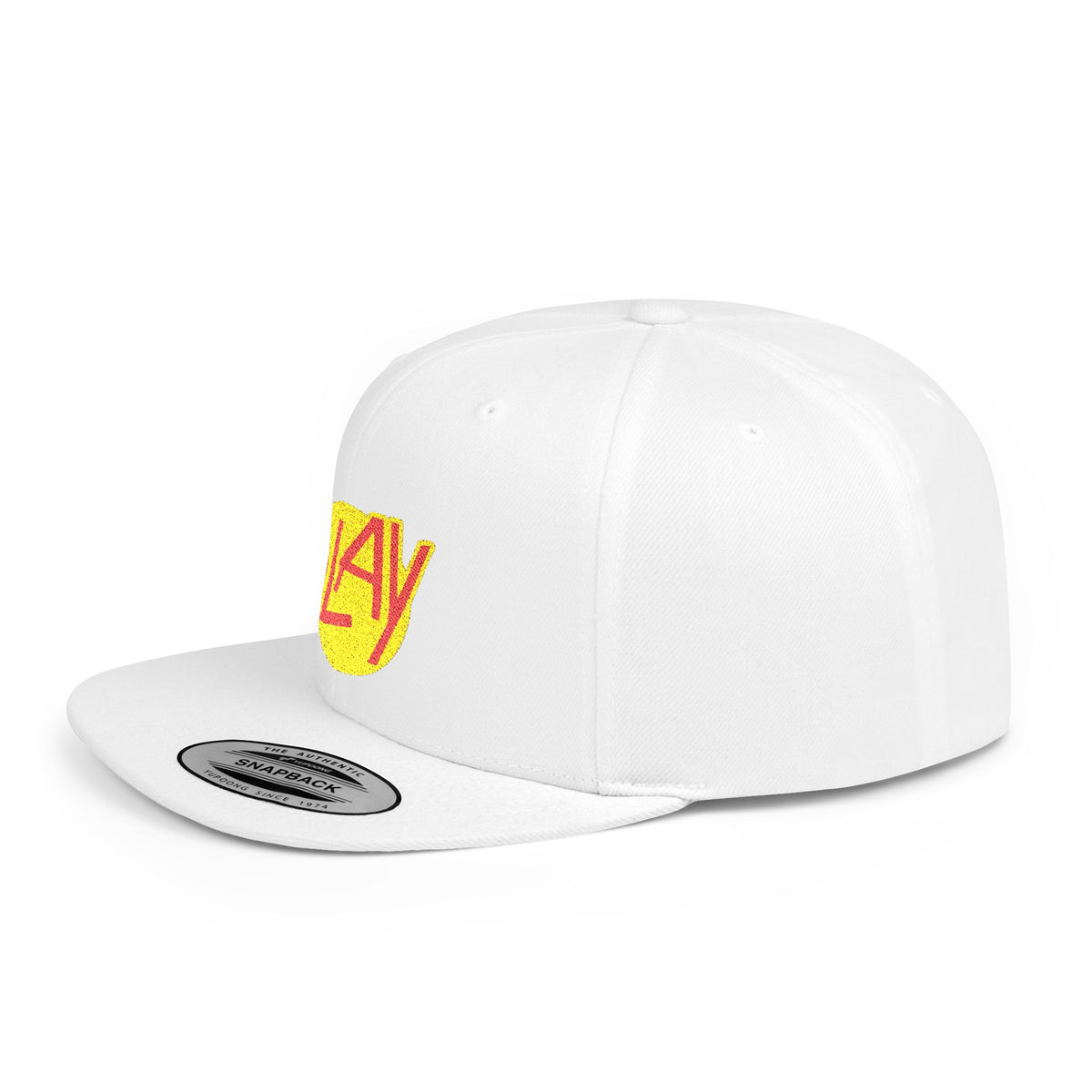 Slay Snapback Hat — Retro Yellow Logo Flat-Bill Cap