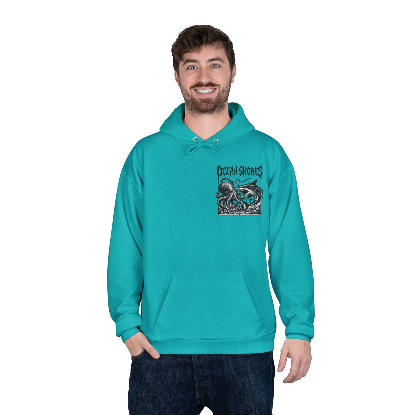 Ocean Shores Unisex EcoSmart Hoodie, Nautical Sweatshirt, Gift for Beach Lovers, Ocean Themed Apparel, Eco-Friendly Clothing