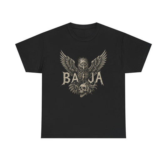 Edgy Graphic Tee for Rock Lovers, Baja Skull Design Shirt, Unisex T-Shirt for Music Festivals, Alternative Fashion