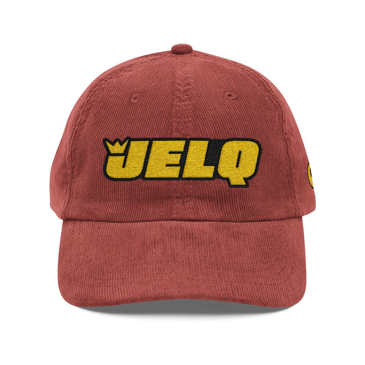 Vintage Corduroy Baseball Cap — Embroidered 'JELQ' Retro Logo