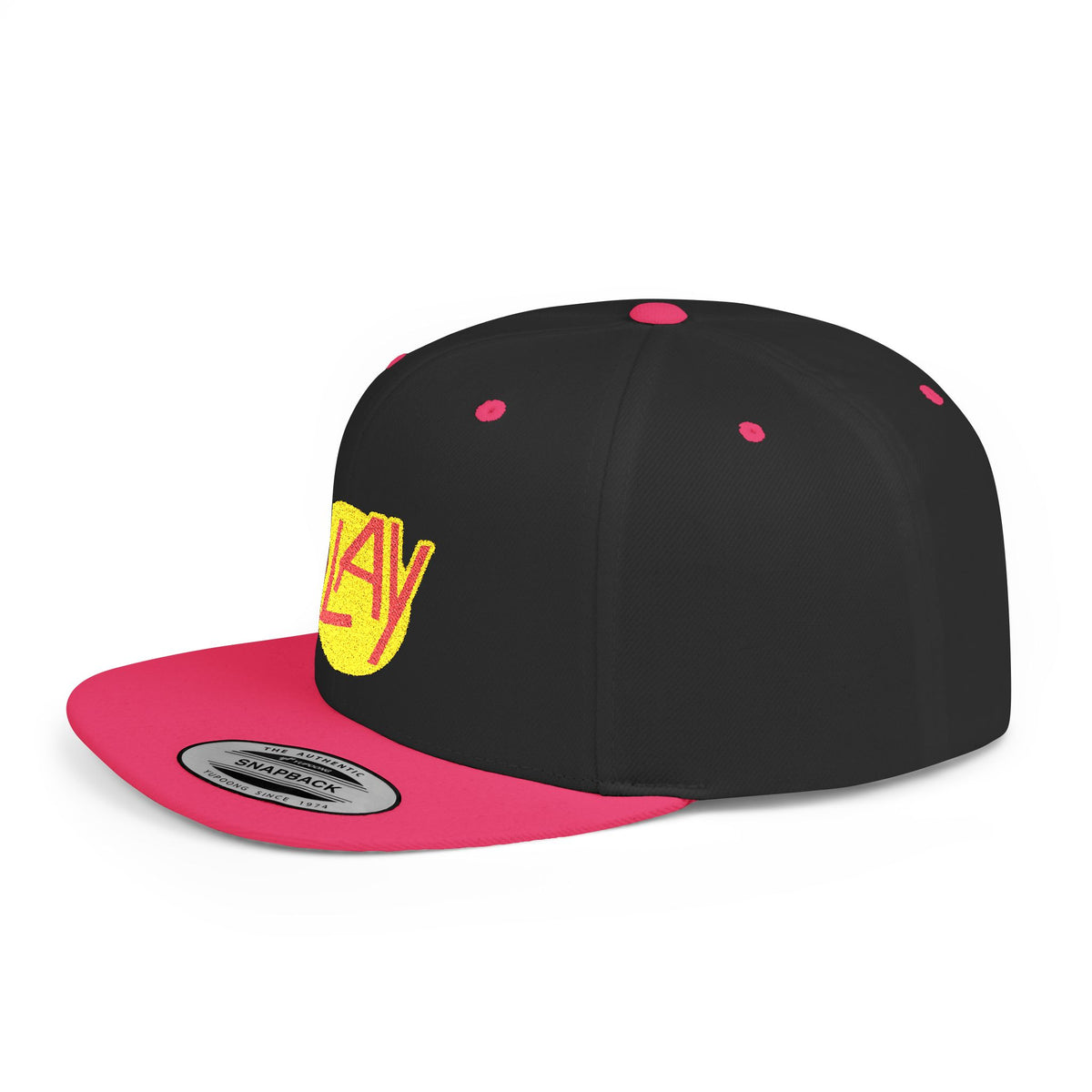 Slay Snapback Hat — Retro Yellow Logo Flat-Bill Cap
